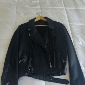 Faux leather moto jacket